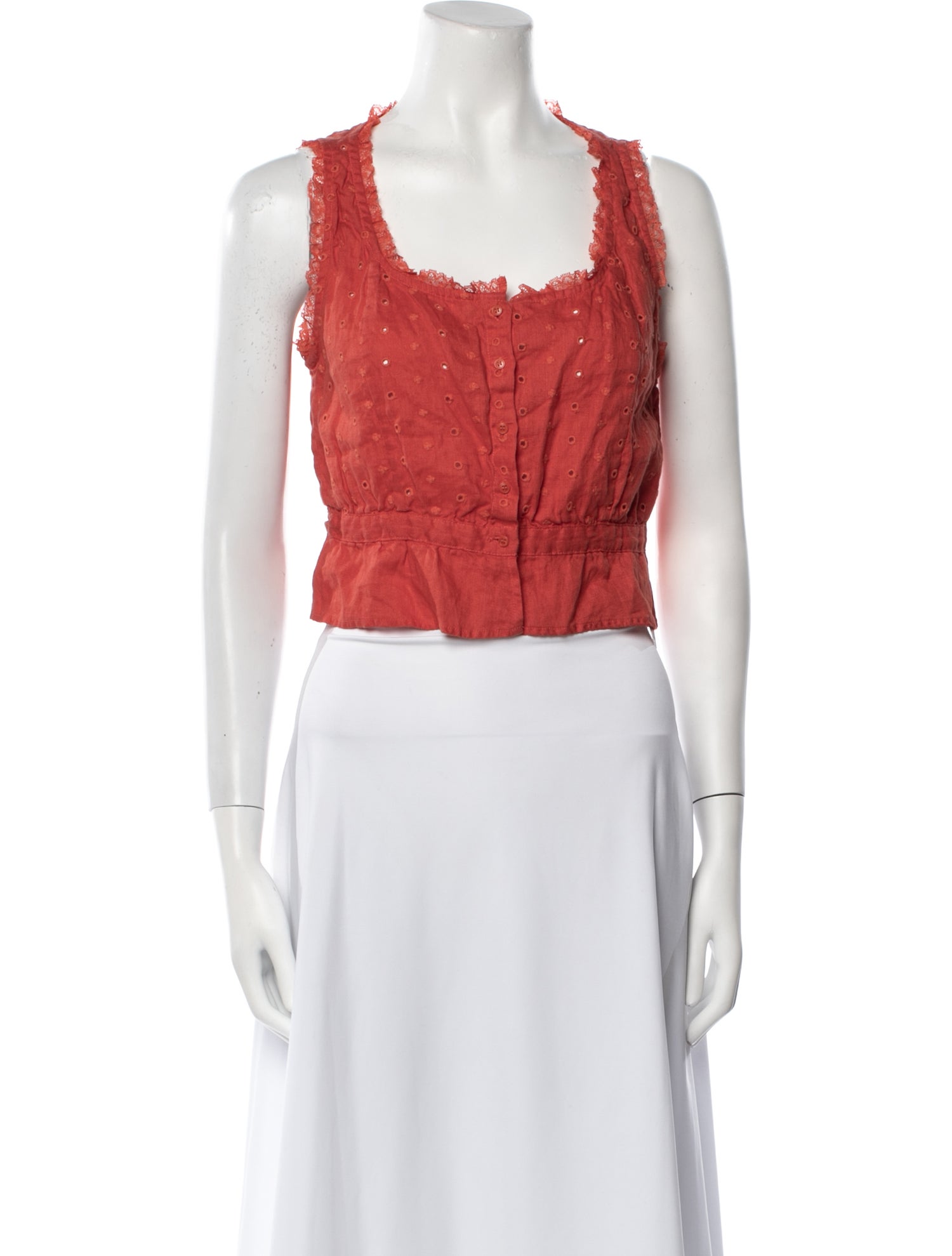 Reformation Linen Square Neckline Crop Top