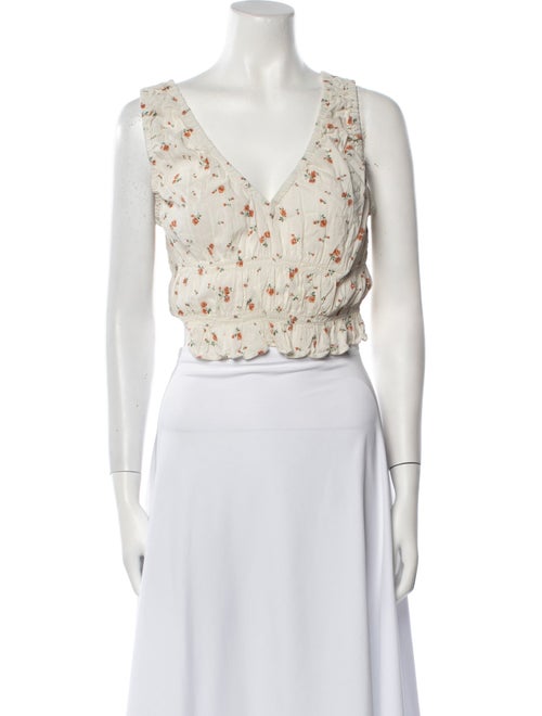 Reformation Floral Print V-Neck Crop Top