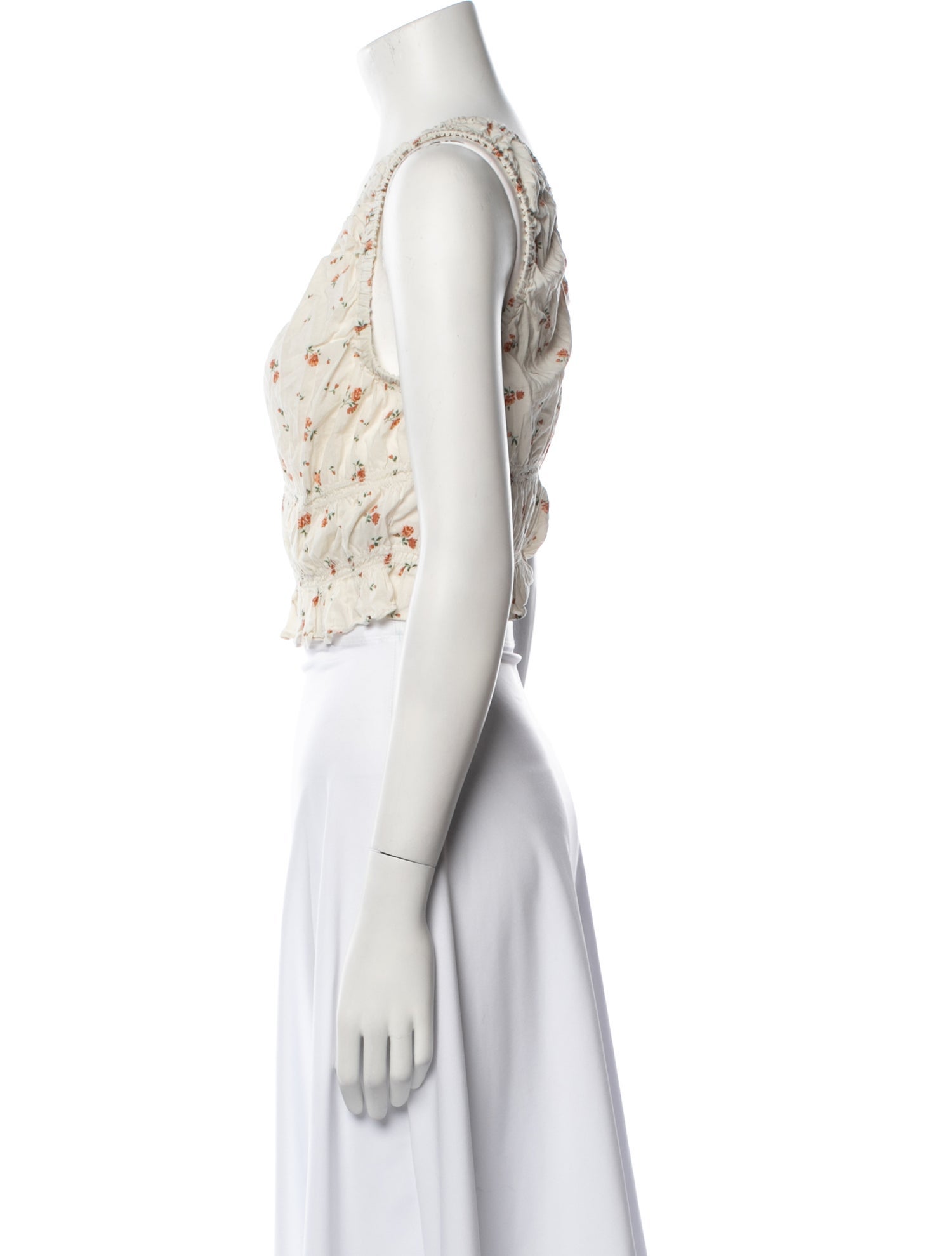 Reformation Floral Print V-Neck Crop Top