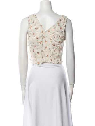 Reformation Floral Print V-Neck Crop Top