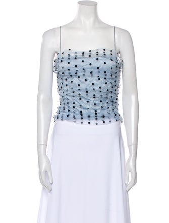 Reformation Polka Dot Print Square Neckline Crop Top