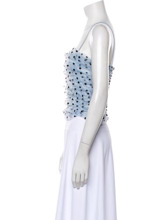 Reformation Polka Dot Print Square Neckline Crop Top