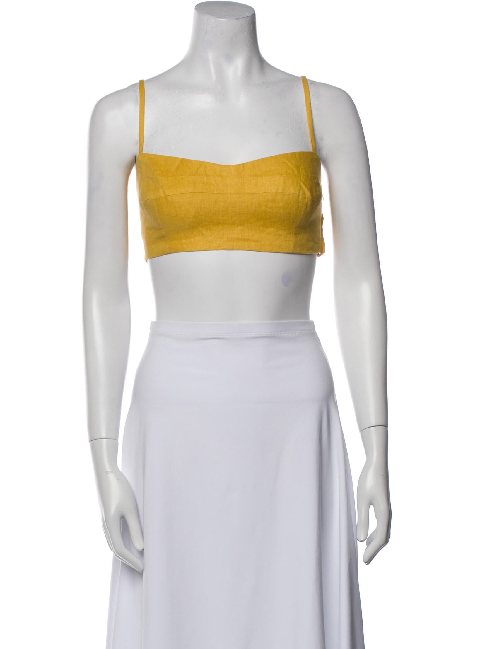 Reformation Linen Square Neckline Crop Top