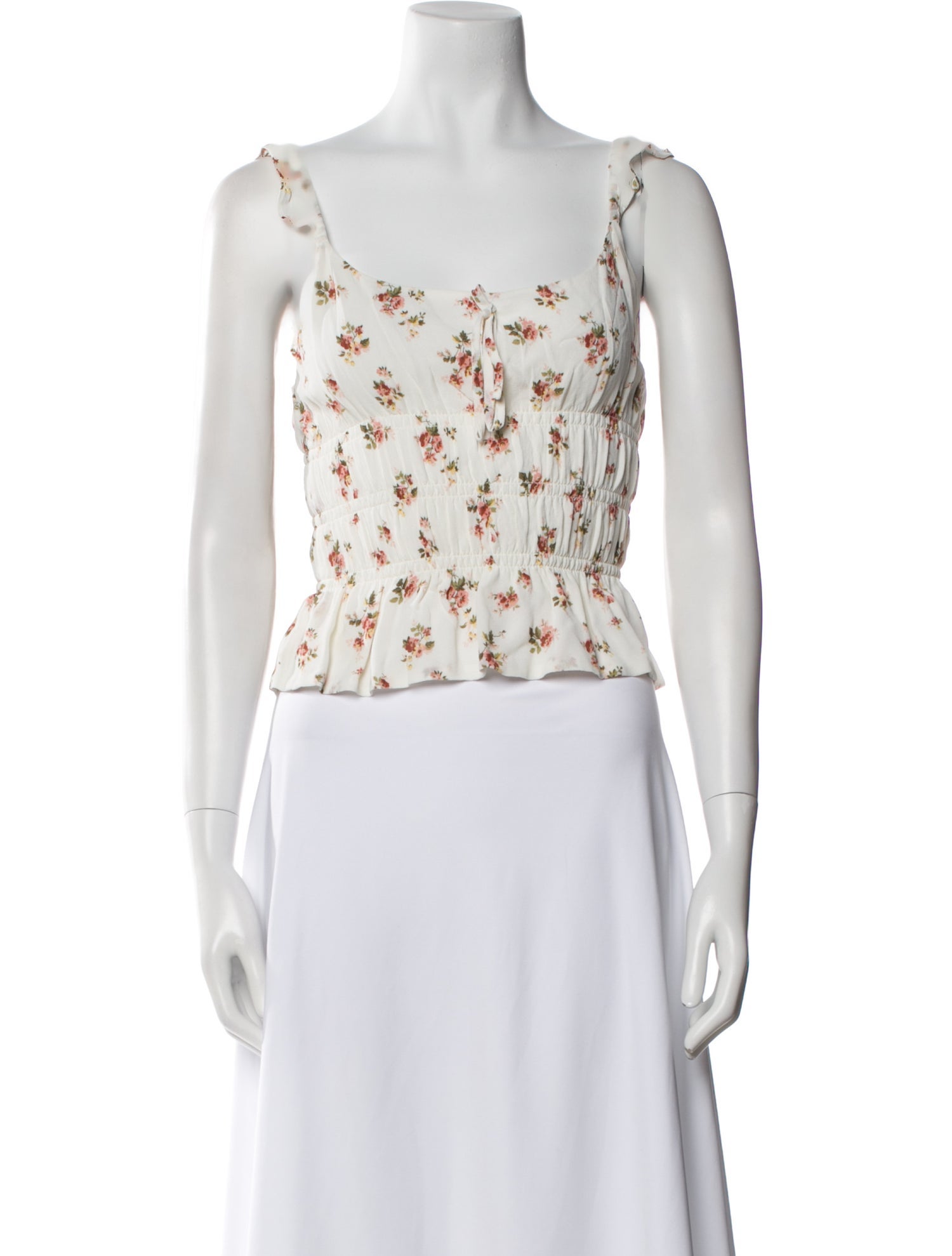 Reformation Floral Print Square Neckline Crop Top