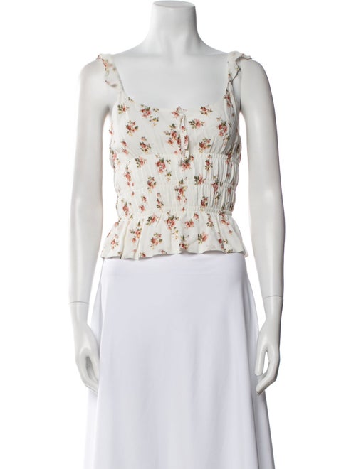 Reformation Floral Print Square Neckline Crop Top