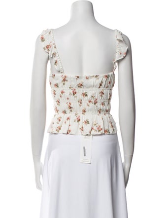 Reformation Floral Print Square Neckline Crop Top