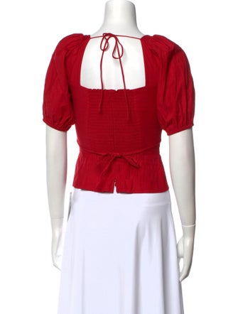 Reformation Square Neckline Short Sleeve Crop Top