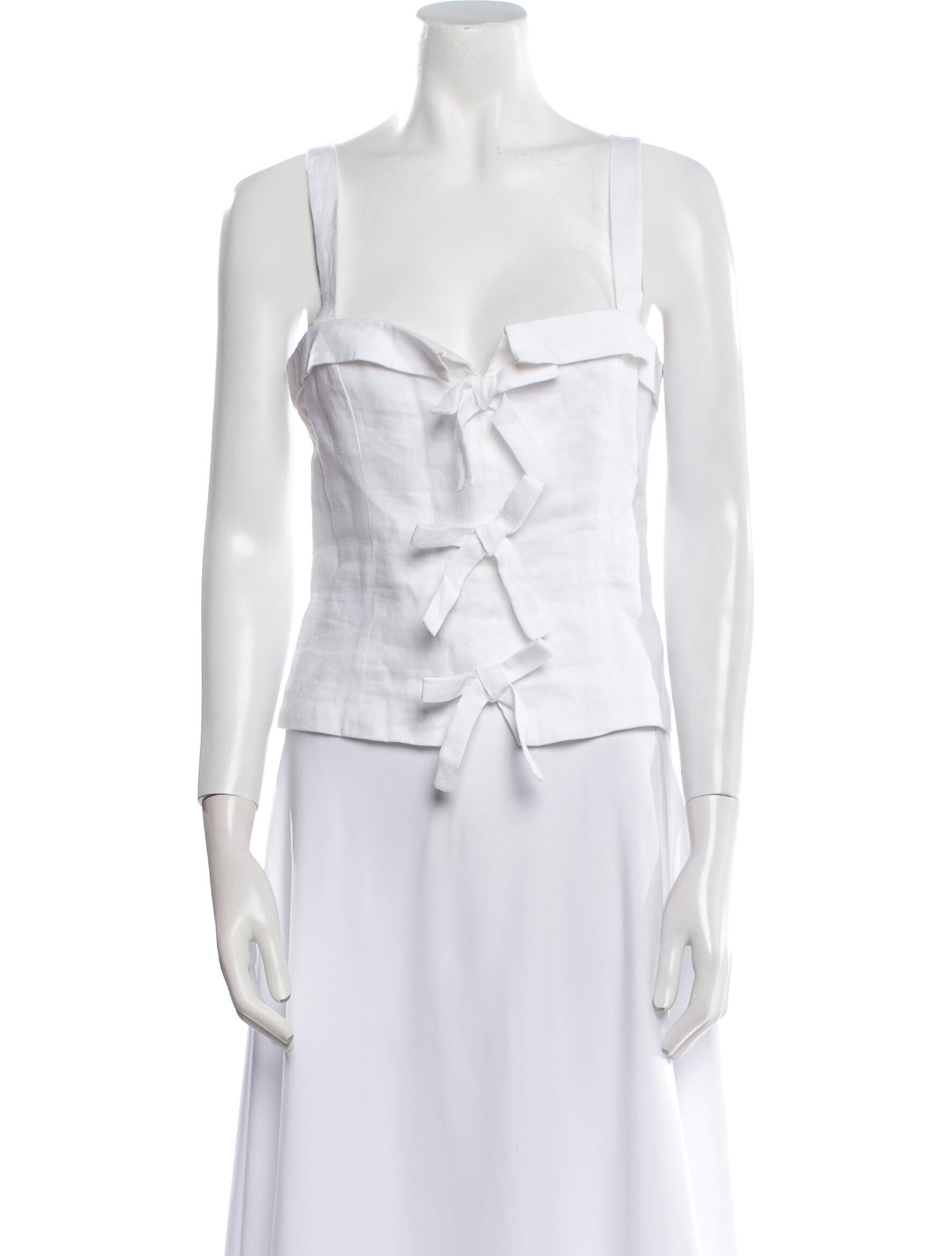 Reformation Linen Square Neckline Crop Top