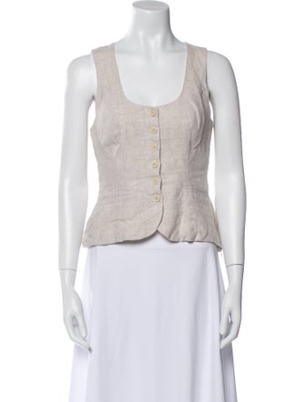 Reformation Linen Scoop Neck Crop Top