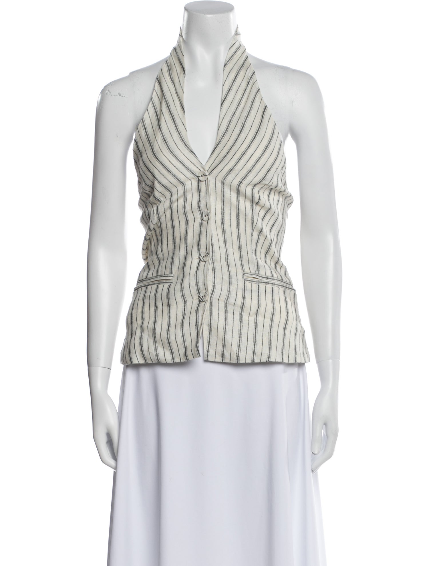 Reformation Linen Striped Top