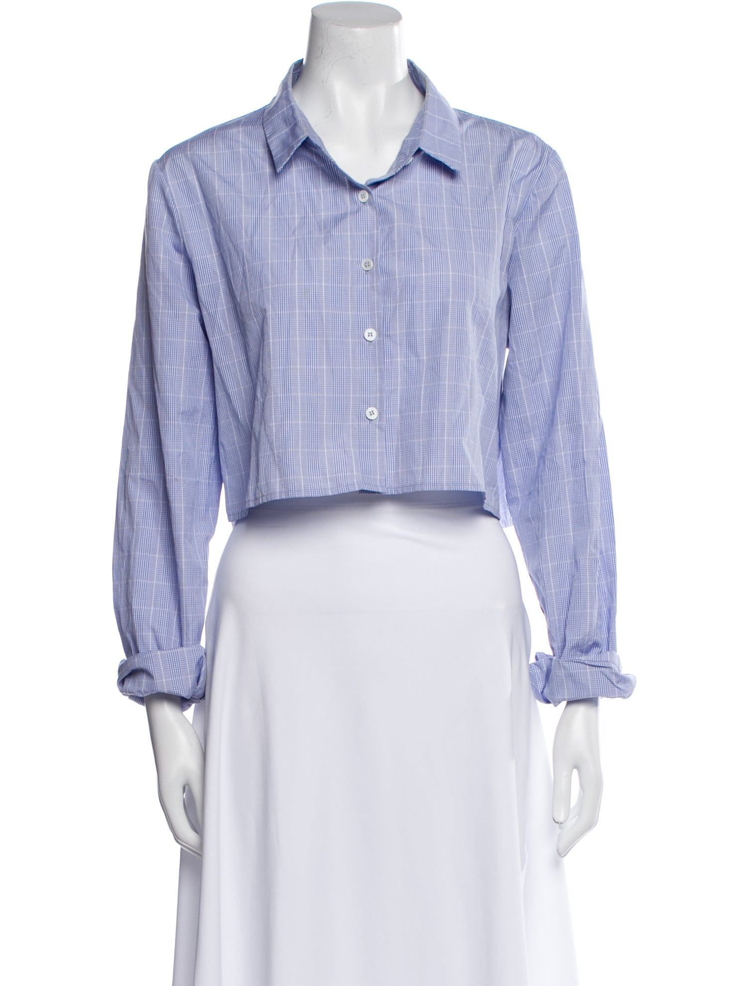 Reformation Plaid Print Long Sleeve Crop Top