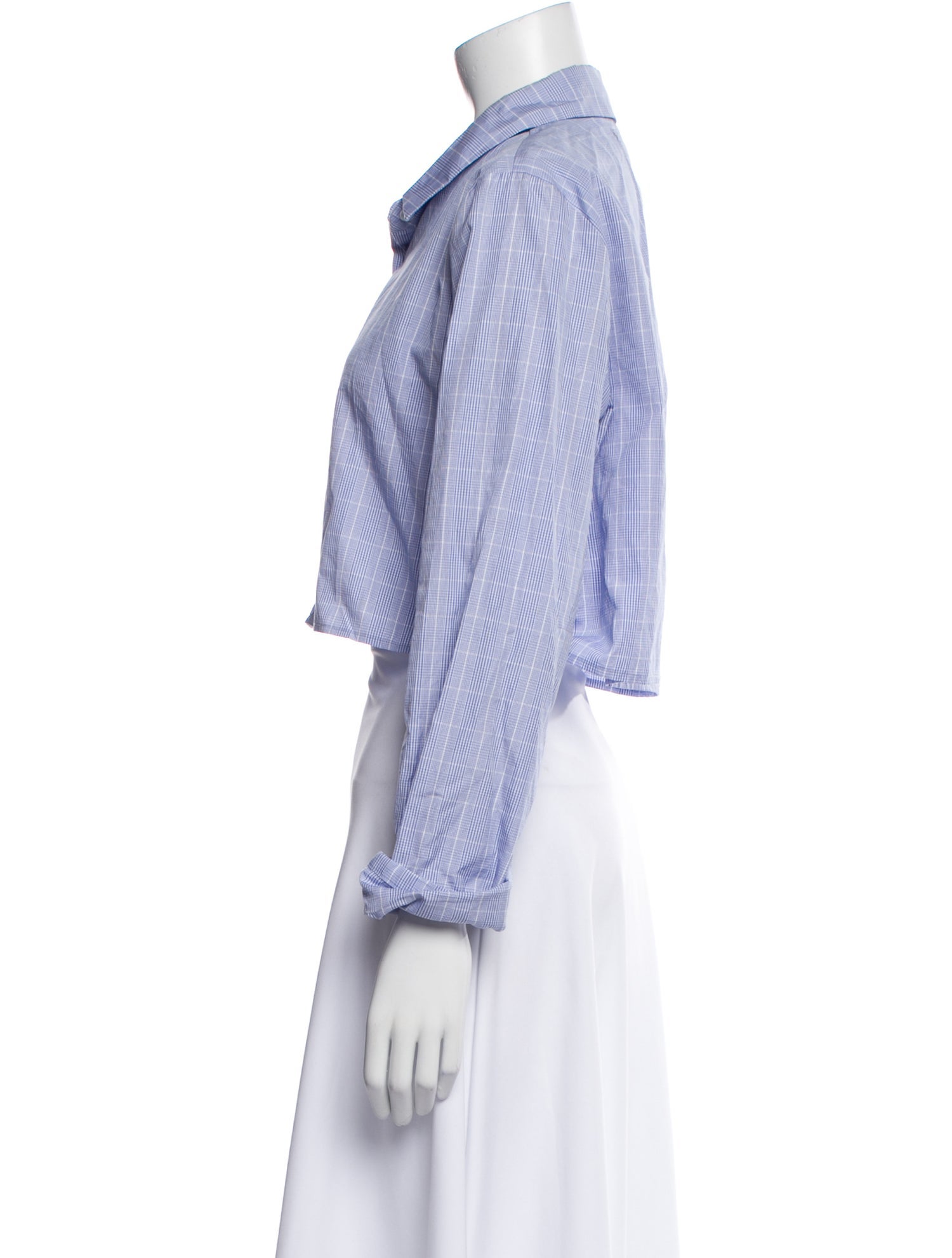 Reformation Plaid Print Long Sleeve Crop Top