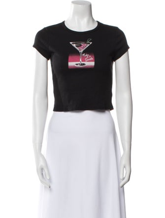 Reformation Graphic Print Crew Neck Crop Top