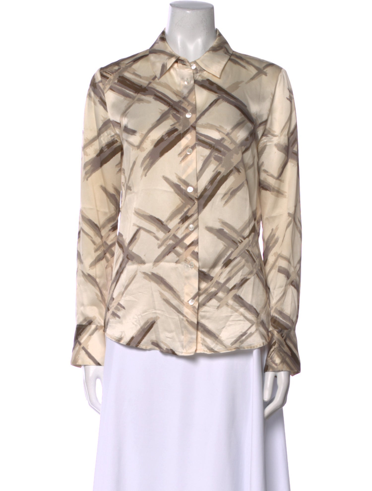 Reformation Silk Printed Button-Up Top