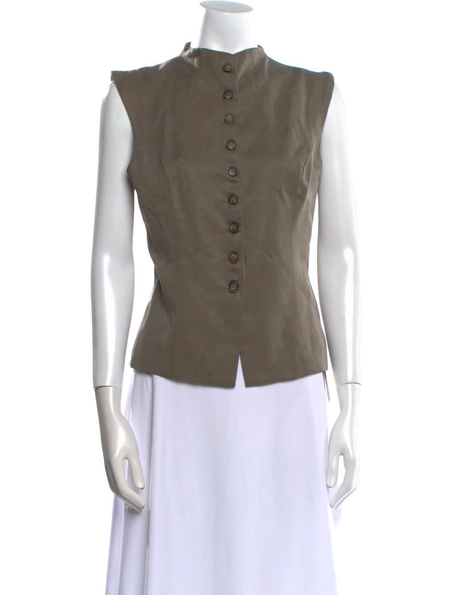 Reformation Mock Neck Short Sleeve Button-Up Top