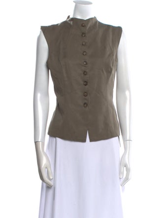 Reformation Mock Neck Short Sleeve Button-Up Top