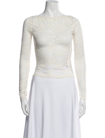 Reformation Bateau Neckline Long Sleeve Crop Top