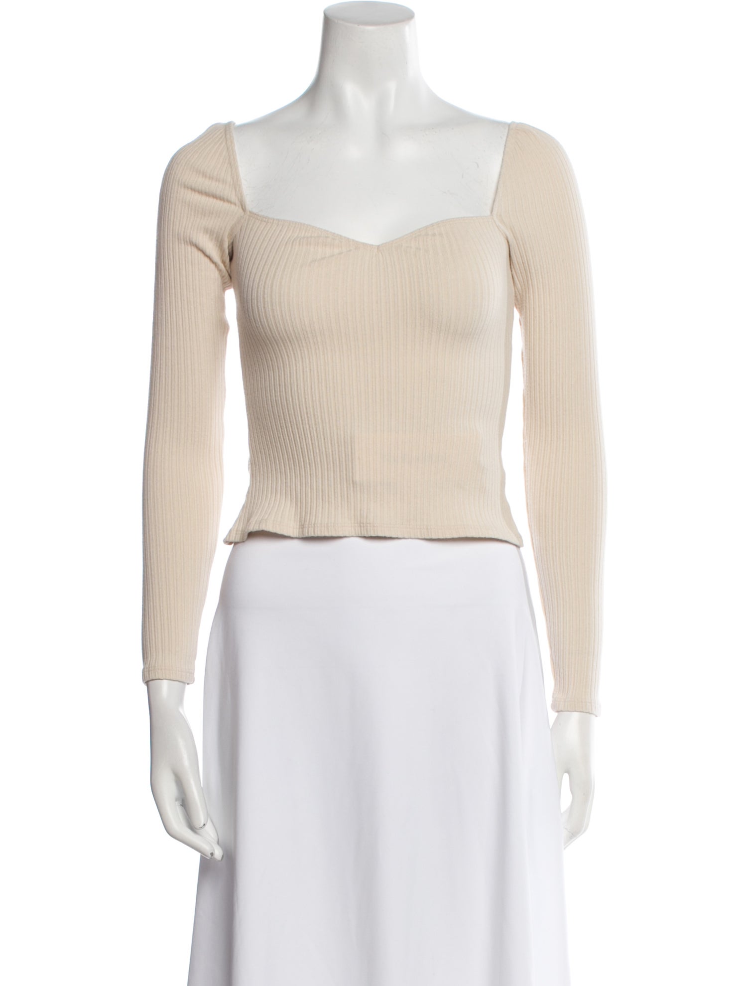 Reformation Square Neckline Three-Quarter Sleeve Crop Top