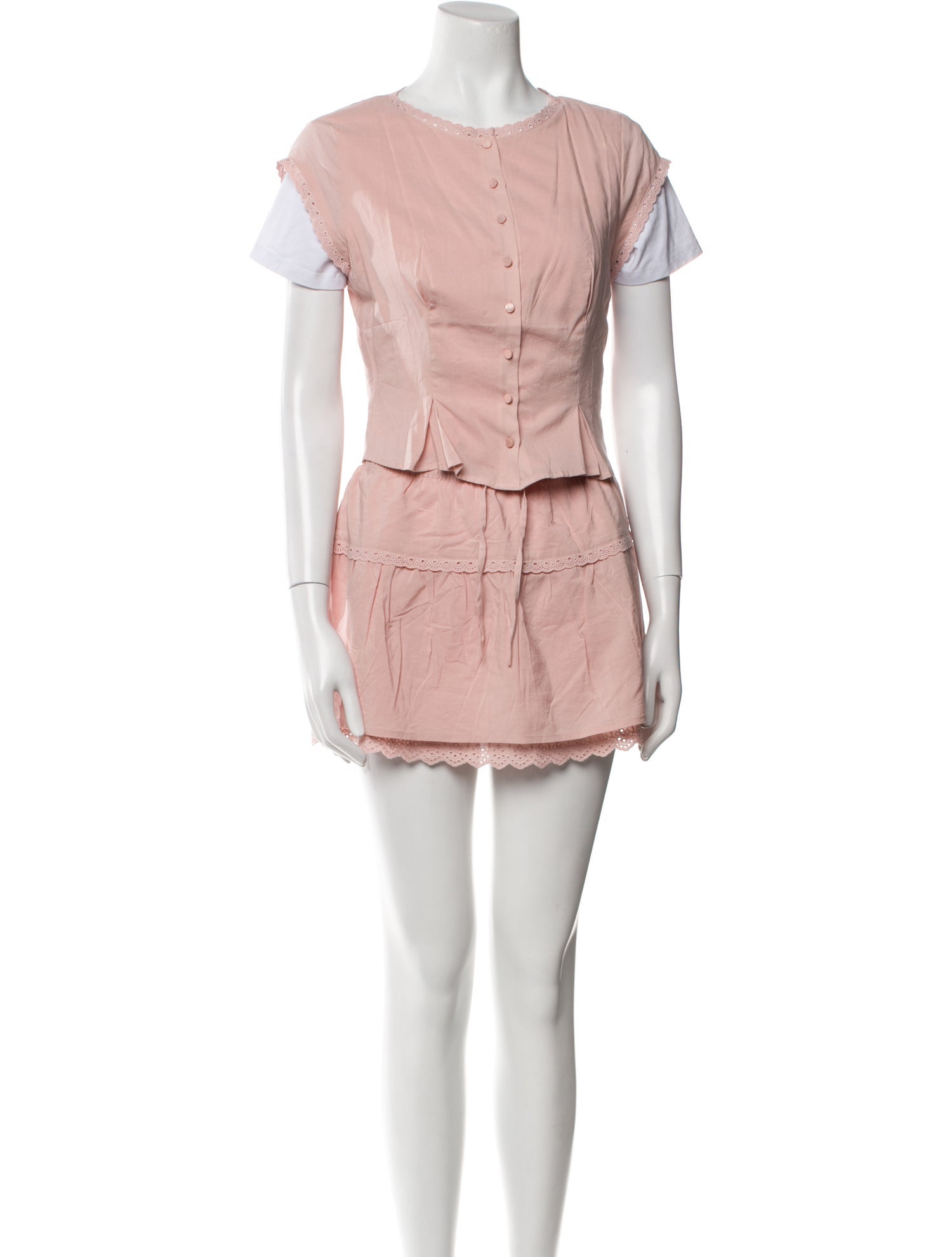 Reformation Linen Eyelet Trim Skirt Suit