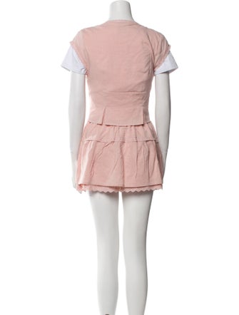 Reformation Linen Eyelet Trim Skirt Suit