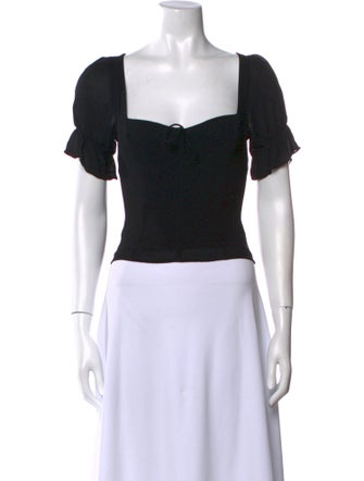 Reformation Square Neckline Short Sleeve Crop Top