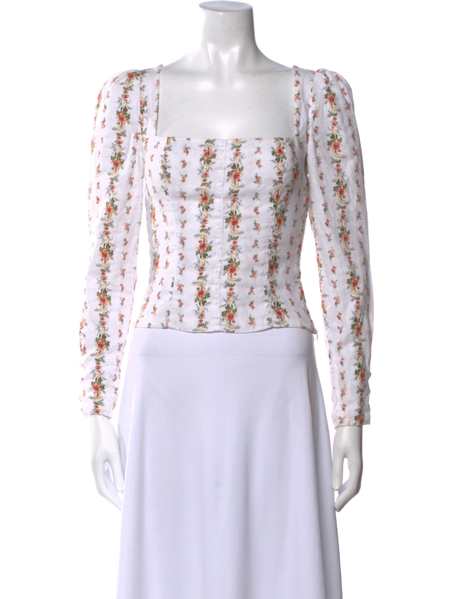 Reformation Linen Floral Print Crop Top