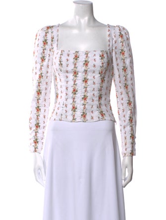 Reformation Linen Floral Print Crop Top