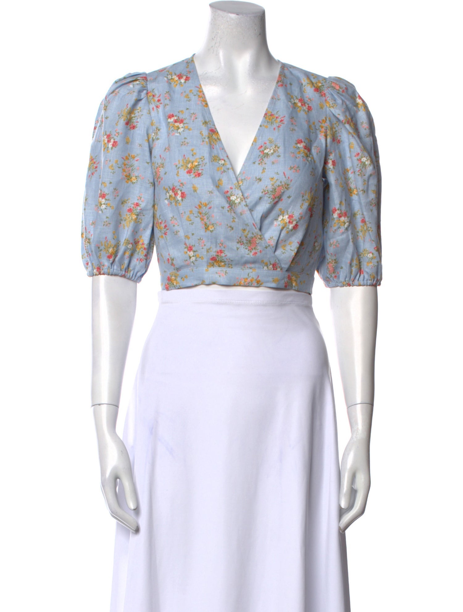 Reformation Linen Floral Print Crop Top