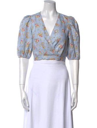 Reformation Linen Floral Print Crop Top