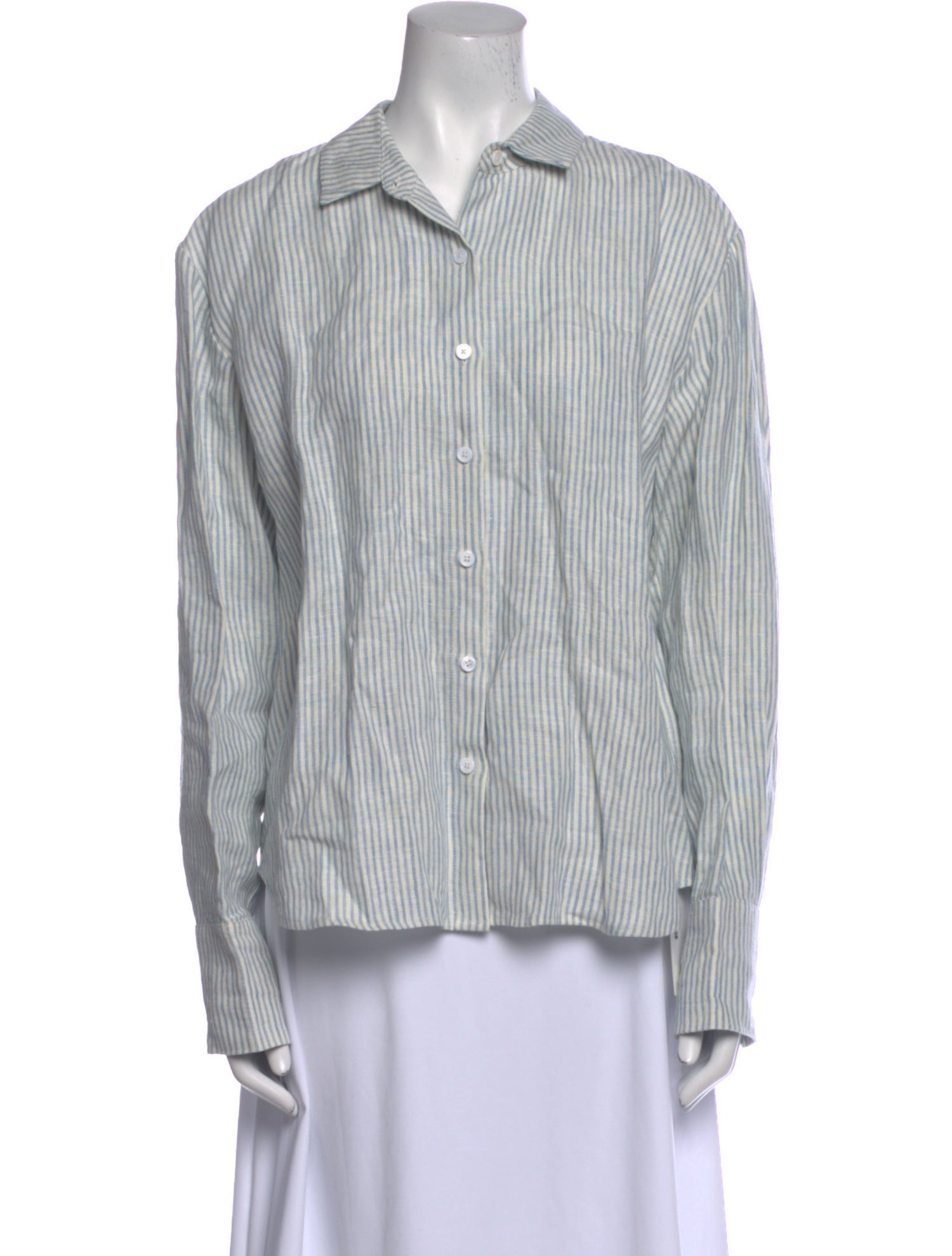 Reformation Linen Striped Button-Up Top