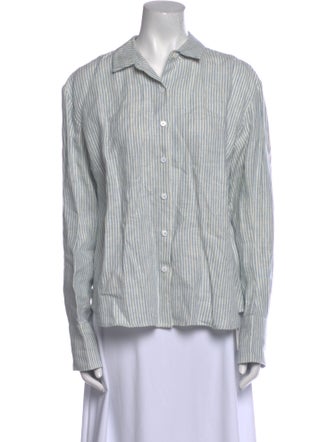Reformation Linen Striped Button-Up Top