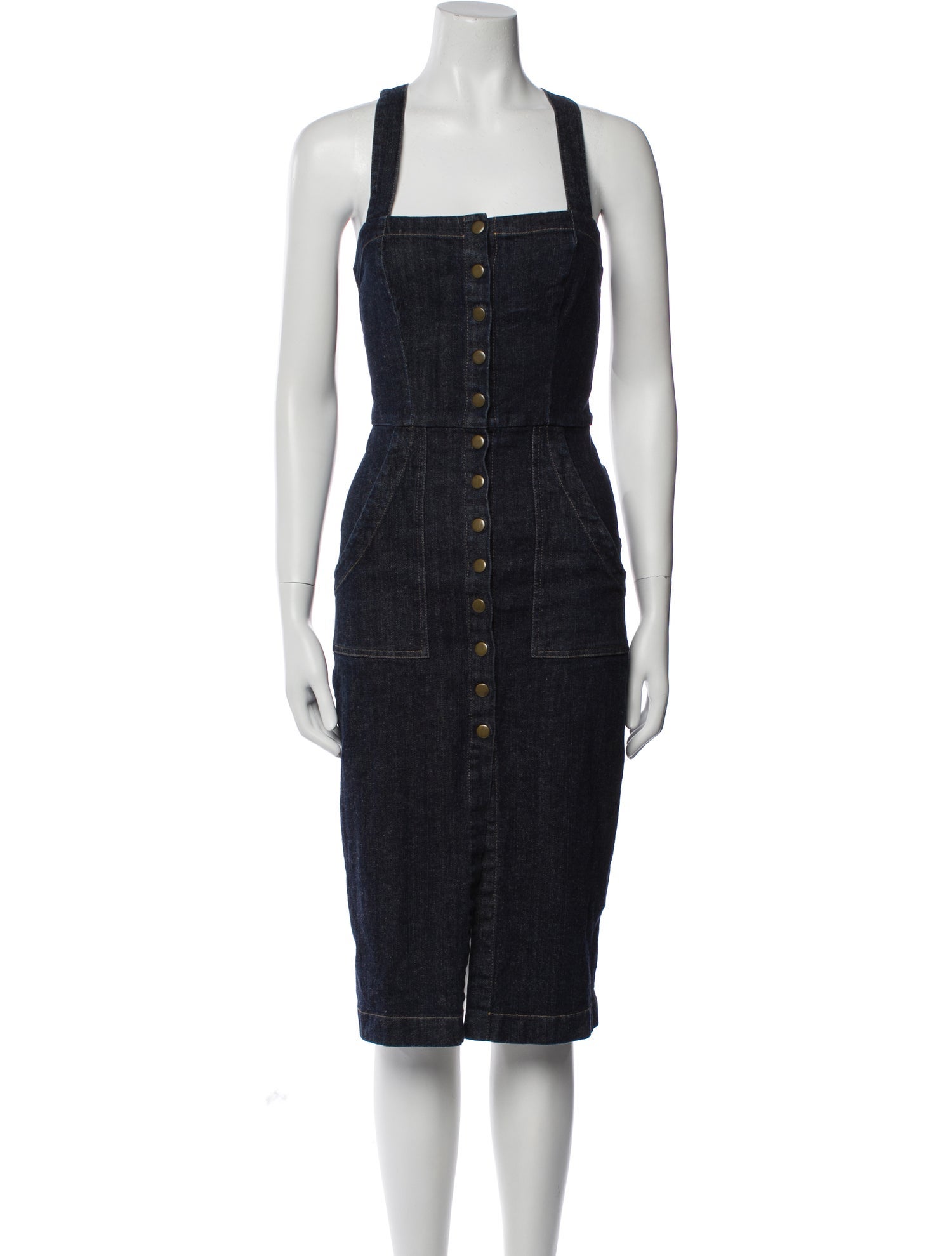 Reformation Square Neckline Knee-Length Dress