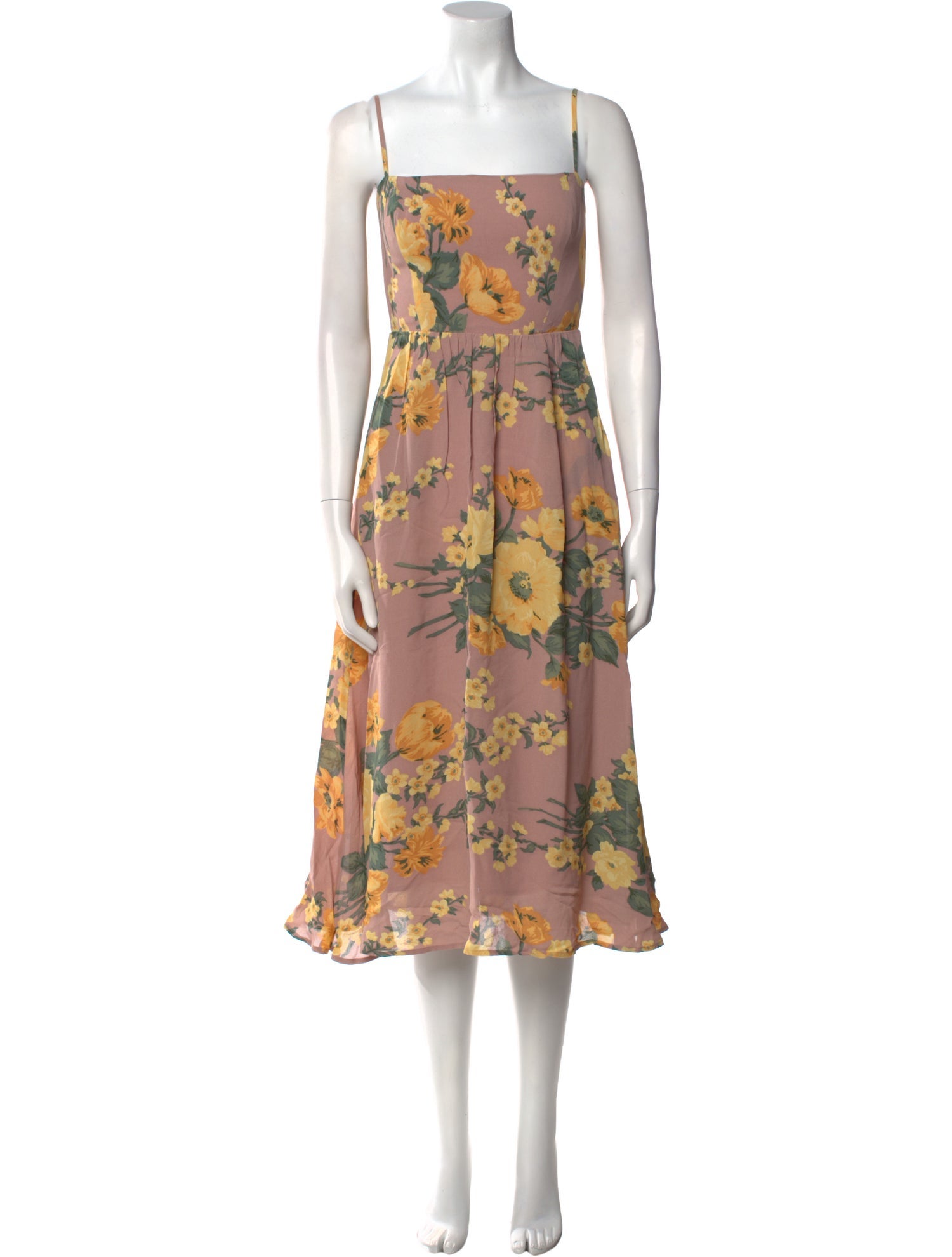 Reformation Floral Print Midi Length Dress