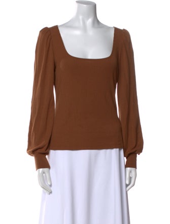 Reformation Square Neckline Long Sleeve Blouse