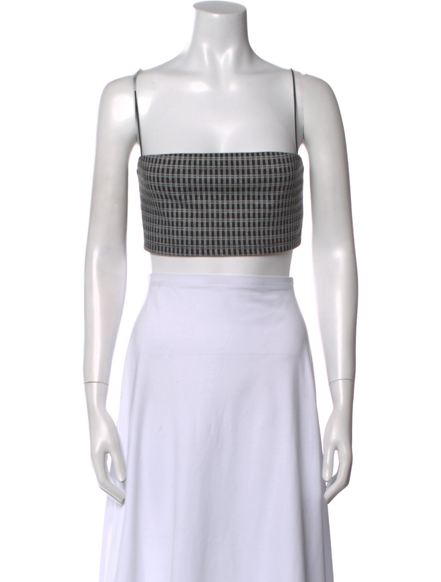 Reformation Plaid Print Square Neckline Crop Top