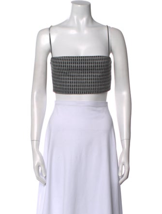 Reformation Plaid Print Square Neckline Crop Top