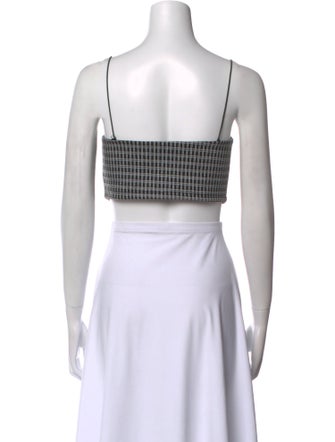 Reformation Plaid Print Square Neckline Crop Top