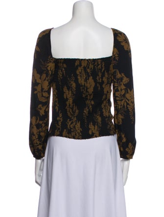 Reformation Floral Print Square Neckline Blouse