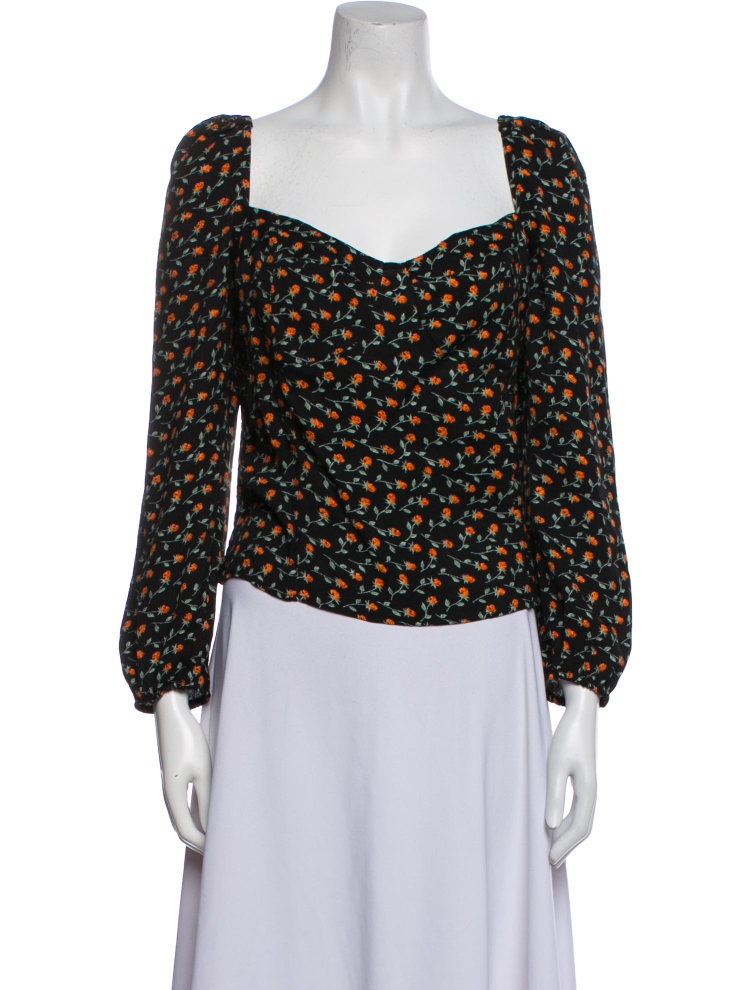 Reformation Floral Print Cowl Neck Blouse