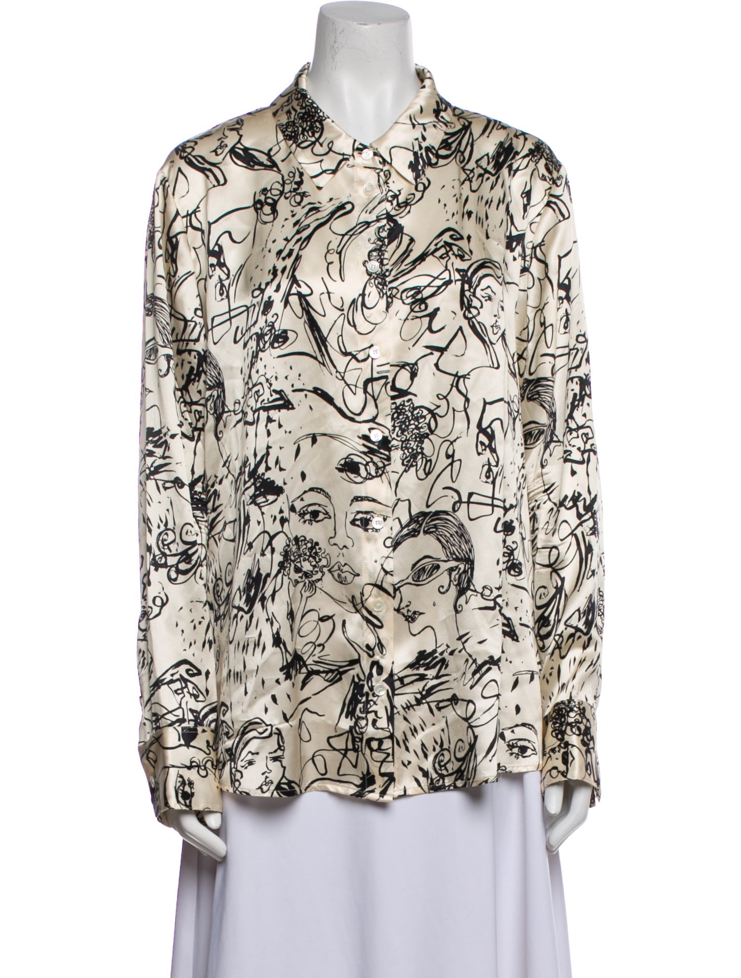 Reformation Silk Printed Button-Up Top