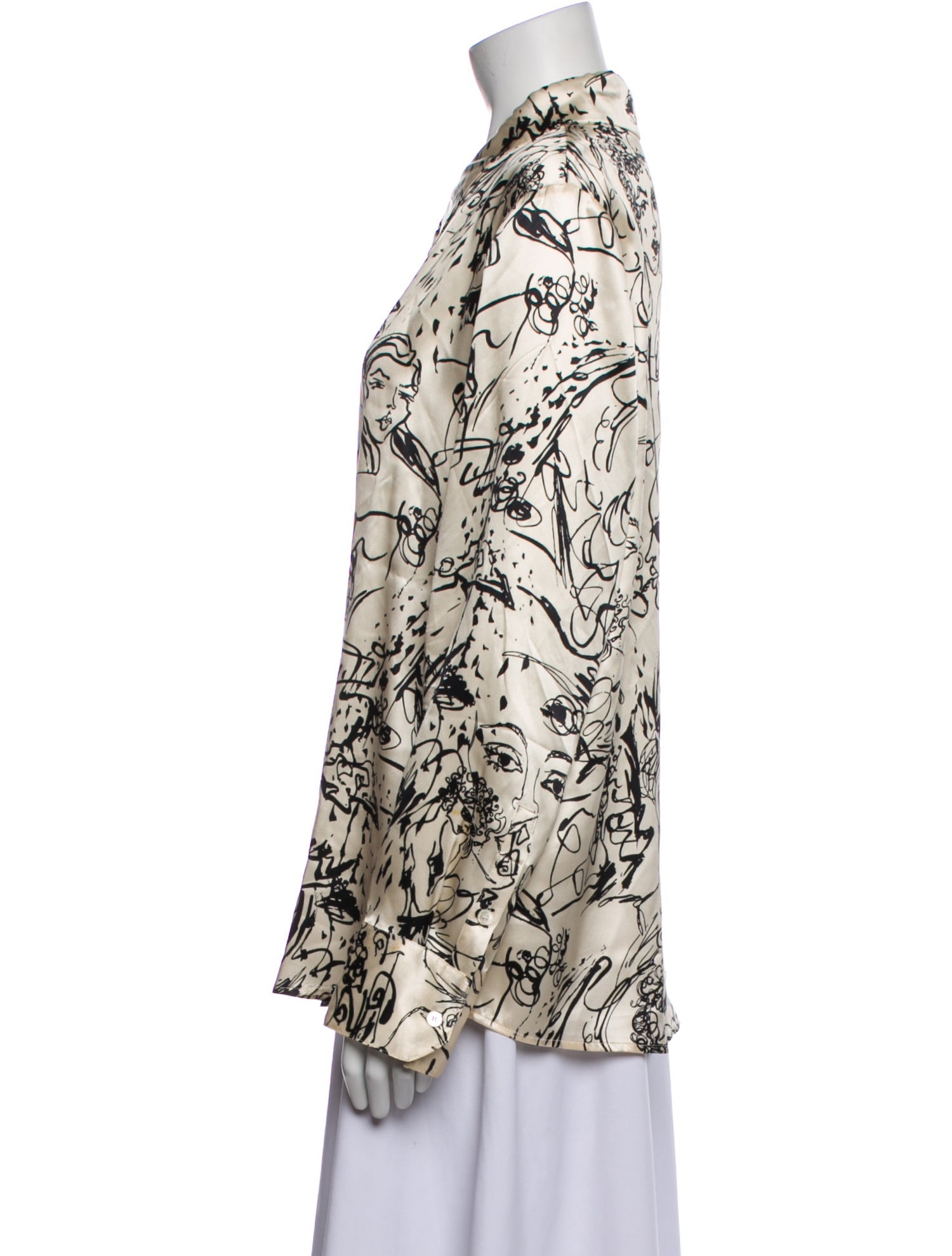 Reformation Silk Printed Button-Up Top