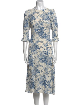 Reformation Floral Print Midi Length Dress