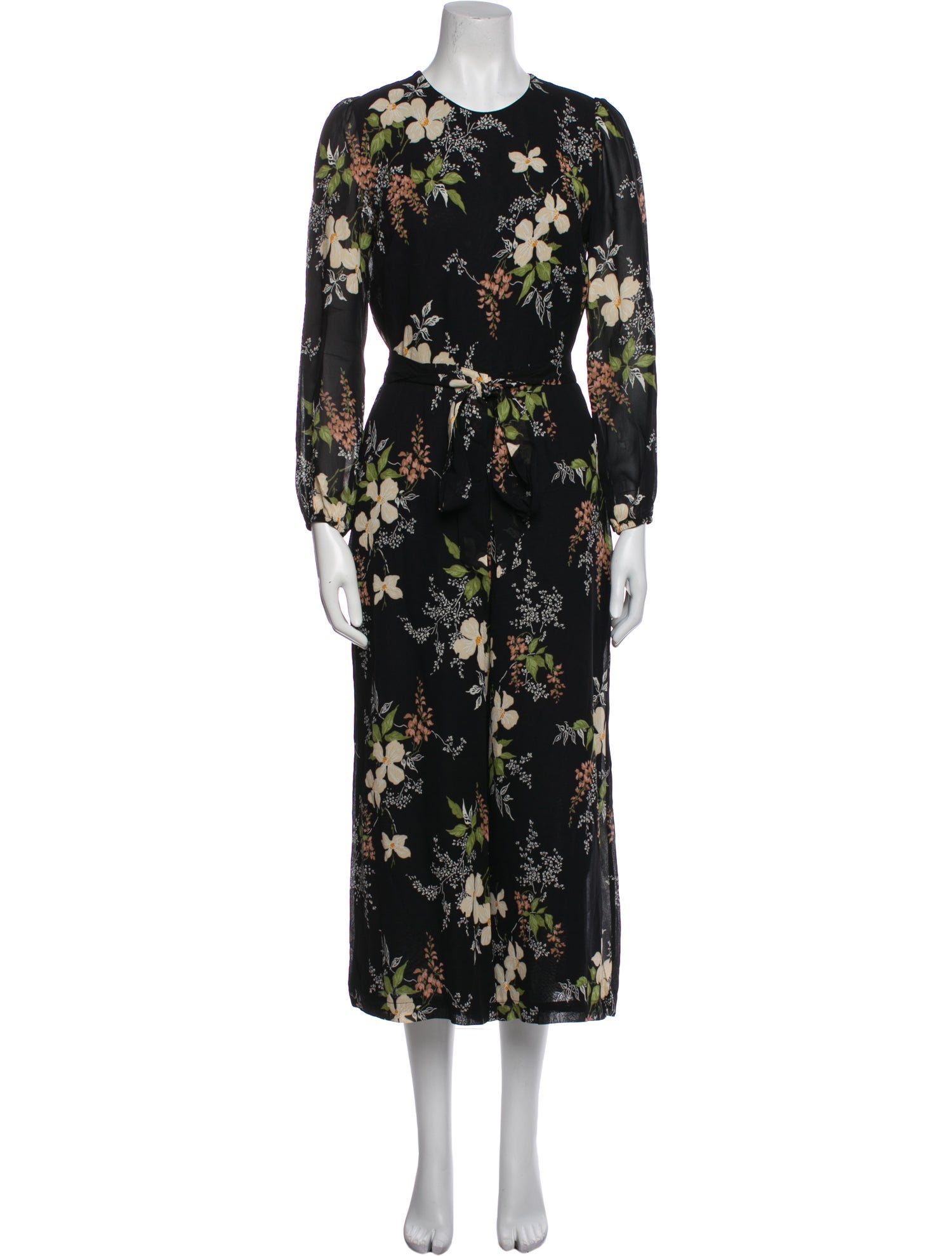 Reformation Floral Print Crew Neck Jumpsuit