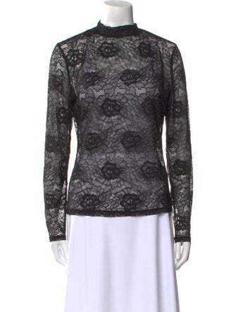 Reformation Lace Pattern Mock Neck Top