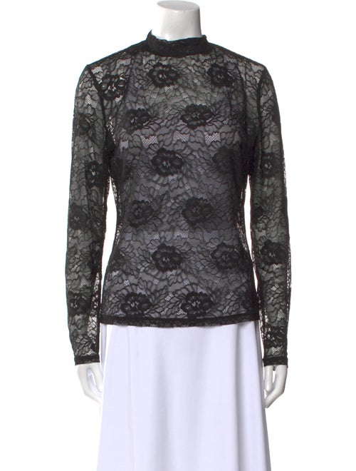 Reformation Lace Pattern Mock Neck Top