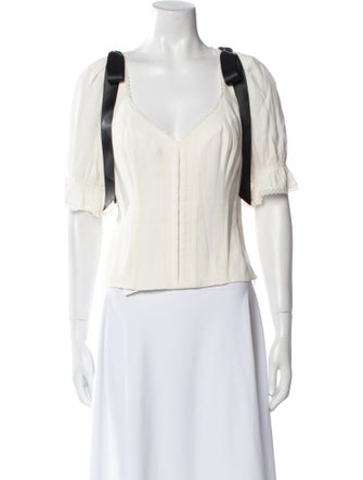 Reformation V-Neck Short Sleeve Crop Top