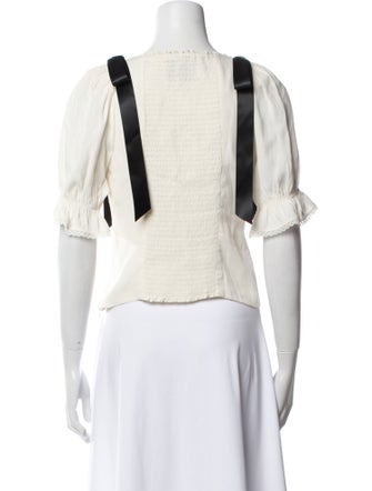 Reformation V-Neck Short Sleeve Crop Top