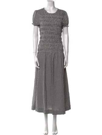 Reformation Plaid Print Midi Length Dress