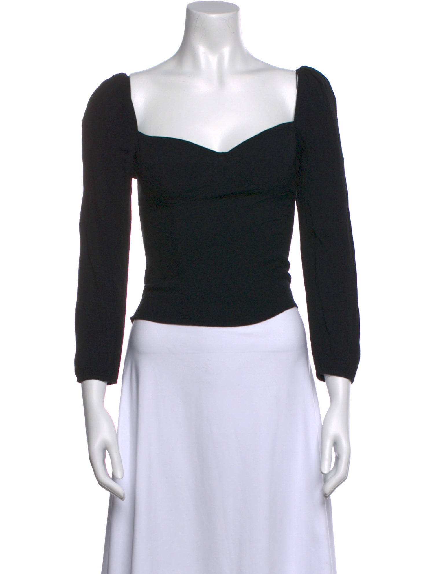 Reformation Square Neckline Three-Quarter Sleeve Crop Top