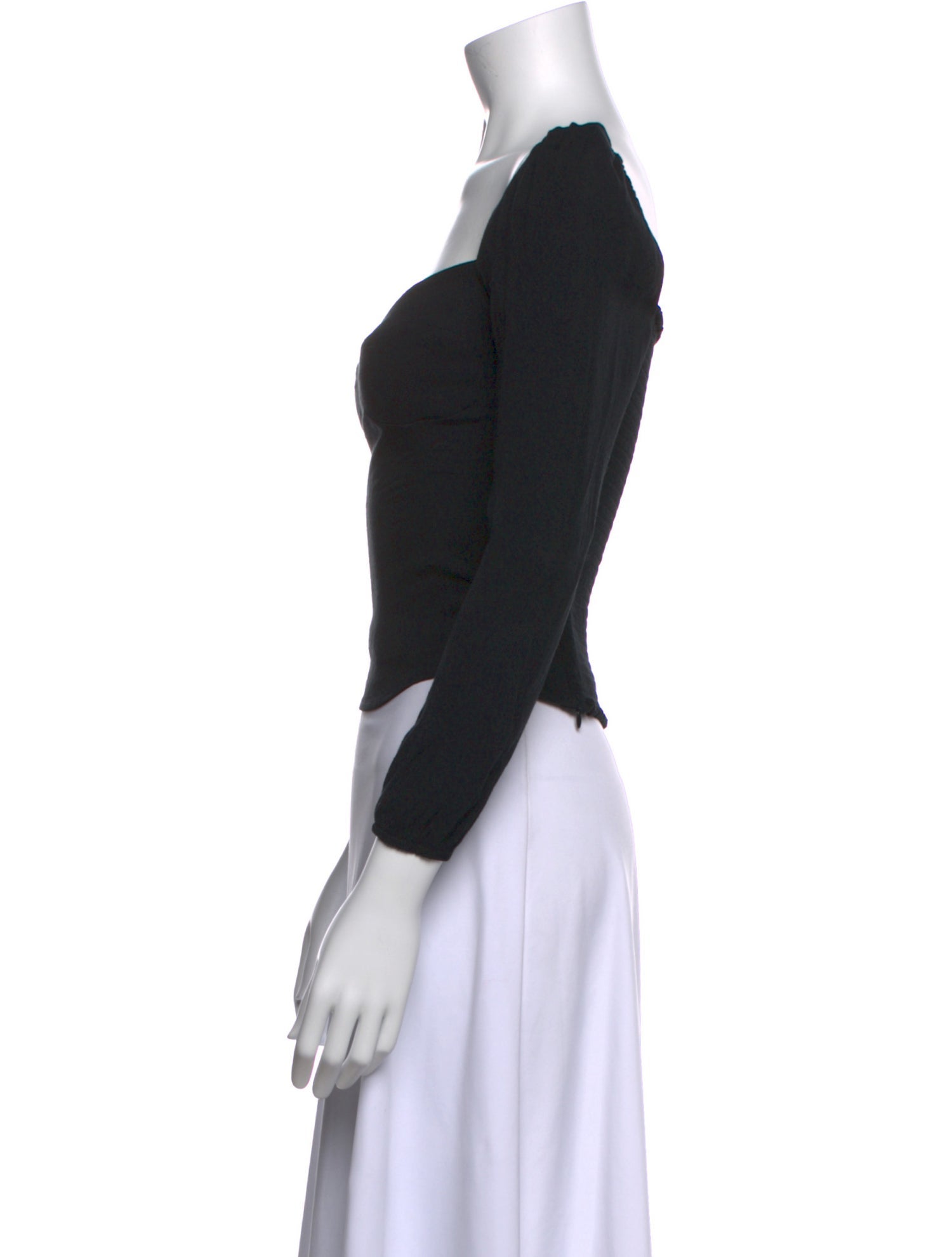 Reformation Square Neckline Three-Quarter Sleeve Crop Top